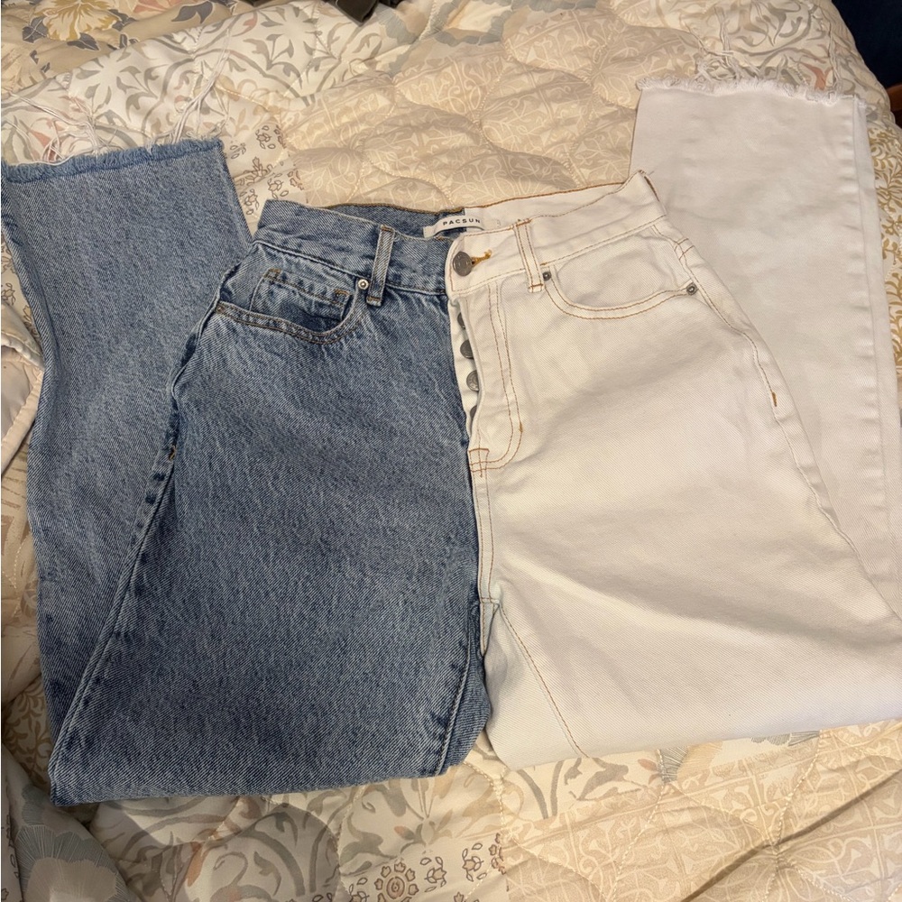 PacSun Blue and White Straight Leg Jeans